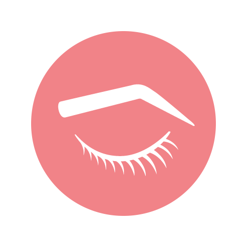 A loading indicator with white eyebrow shape in a pink circle